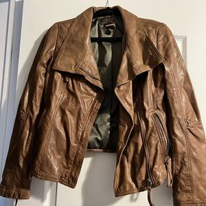 Danier brown leather cropped jacket